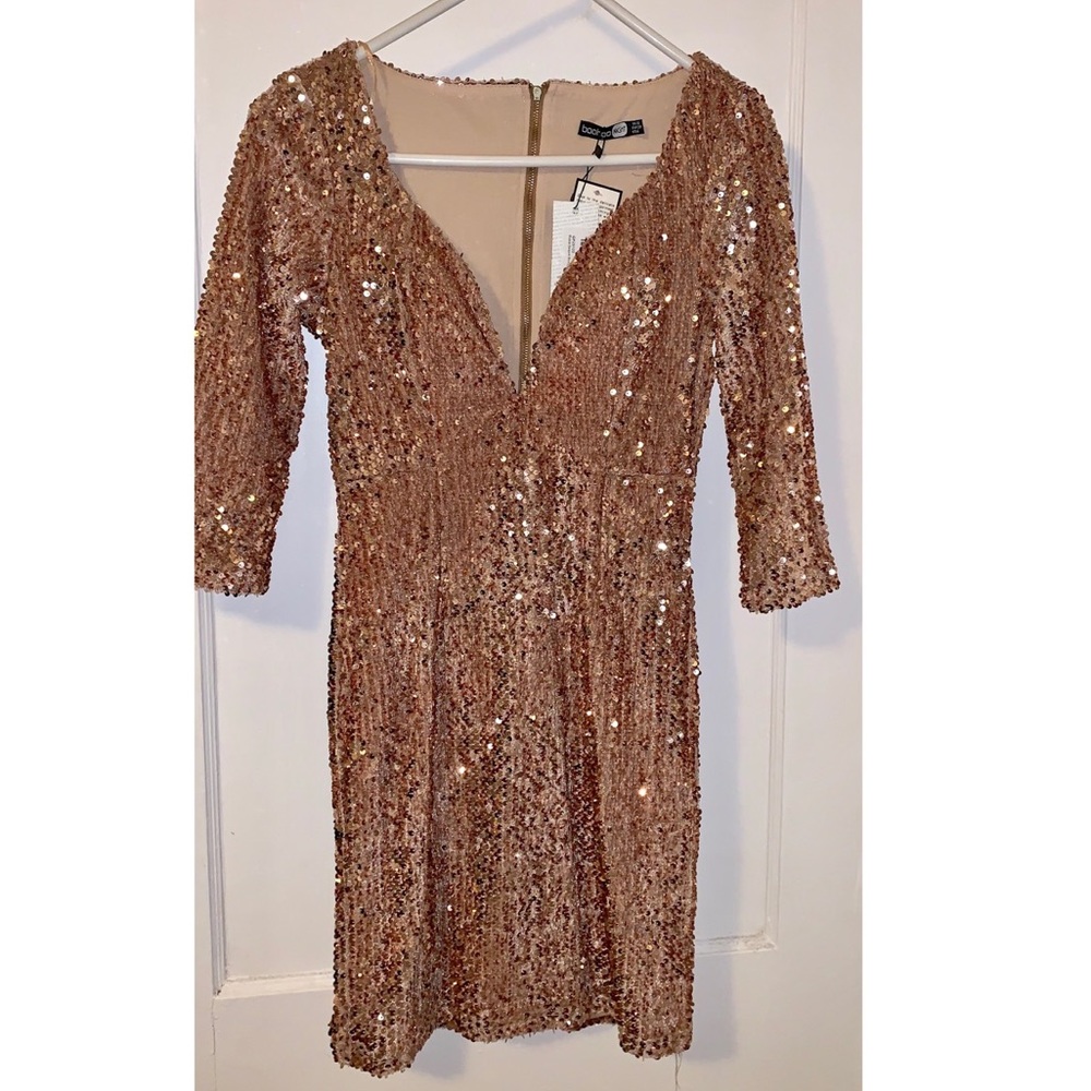 NWT 🌟 BOOHOO SPARKLY GOLD DRESS